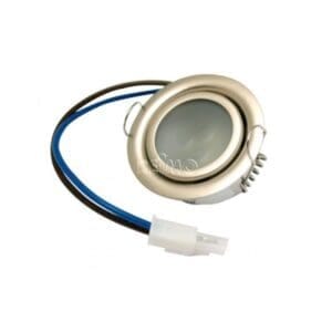 Compacte 12V LED inbouwspot in mat nikkel voor sfeerverlichting in de camper of caravan.