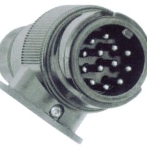 13-polige Jaeger stekker met bajonetsluiting voor de elektrische verbinding van een caravan of aanhanger.