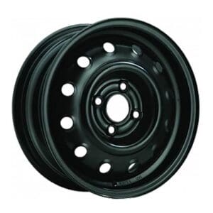 Robuust 14 inch zwart stalen wiel voor caravans en campers, verkrijgbaar met 165/65R14 band.