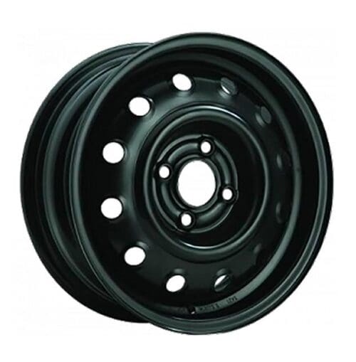 Robuust 14 inch zwart stalen wiel voor caravans en campers, verkrijgbaar met 165/65R14 band.