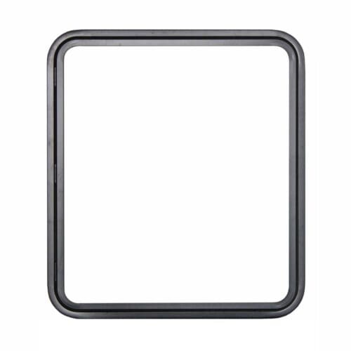 Groot zwart gepoedercoat aluminium serviceluik van 800x900mm voor camper of caravan, ideaal als garagedeur.