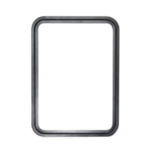 Groot zwart gepoedercoat aluminium serviceluik van 650x900mm voor inbouw in camper of caravan wand.