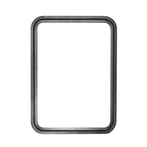 Groot zwart gepoedercoat aluminium serviceluik van 650x900mm voor inbouw in camper of caravan wand.