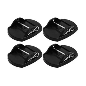 Set van vier ronde zwarte kunststof steunplaten voor caravan uitdraaisteunen | Gobanna