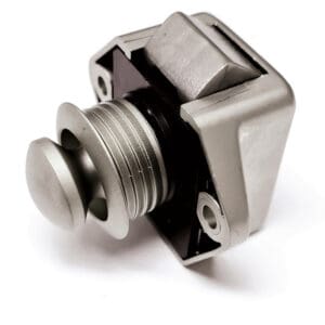 Zilveren pushlock drukslot dubbelwerkend voor kastjes in camper of caravan | Gobanna