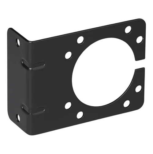 Zwart gecoate gehoekte metalen stekkerdooshouder 9,25 x 7 cm voor trekhaakstekkerdoos-2