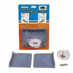 Universele accuhouder set met zwarte sjorband en montagebeugels voor camper en caravan | Gobanna