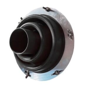 Rode siliconen tentdoorvoer voor het veilig doorvoeren van een rookgaspijp door het tentdoek | Gobanna