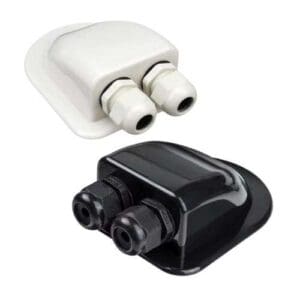 Witte/zwarte ronde dakdoorvoer camper voor 2 zonnepaneel kabels | Gobanna