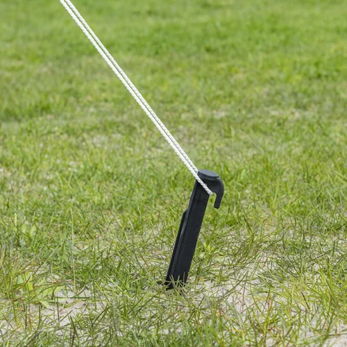 Set van 6 gele of witte nylon halfronde haringen van 30 cm van ProPlus voor het vastzetten van tenten in gras of weidegrond-5