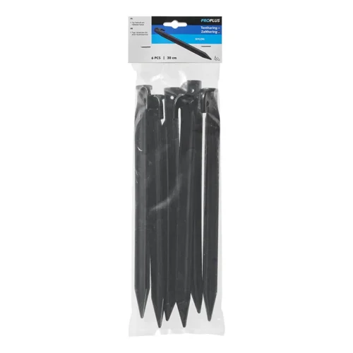 Set van 6 gele of witte nylon halfronde haringen van 30 cm van ProPlus voor het vastzetten van tenten in gras of weidegrond-7