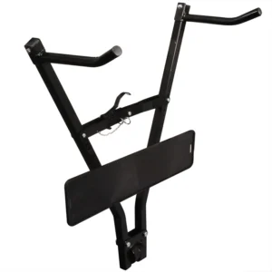 Compacte zwarte Klick Fast II fietsendrager van ProPlus gemonteerd op een trekhaak, inclusief kentekenplaathouder-gobbana-1