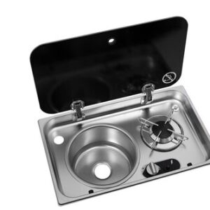 Kook-spoelcombinatie - Carbest ASO - met glazen afdekplaat voor camper/caravan (Spoelbak links - 1 brander) Kook-spoelcombinatie - Carbest ASO - met glazen afdekplaat voor camper/caravan (Spoelbak links - 1 brander)
